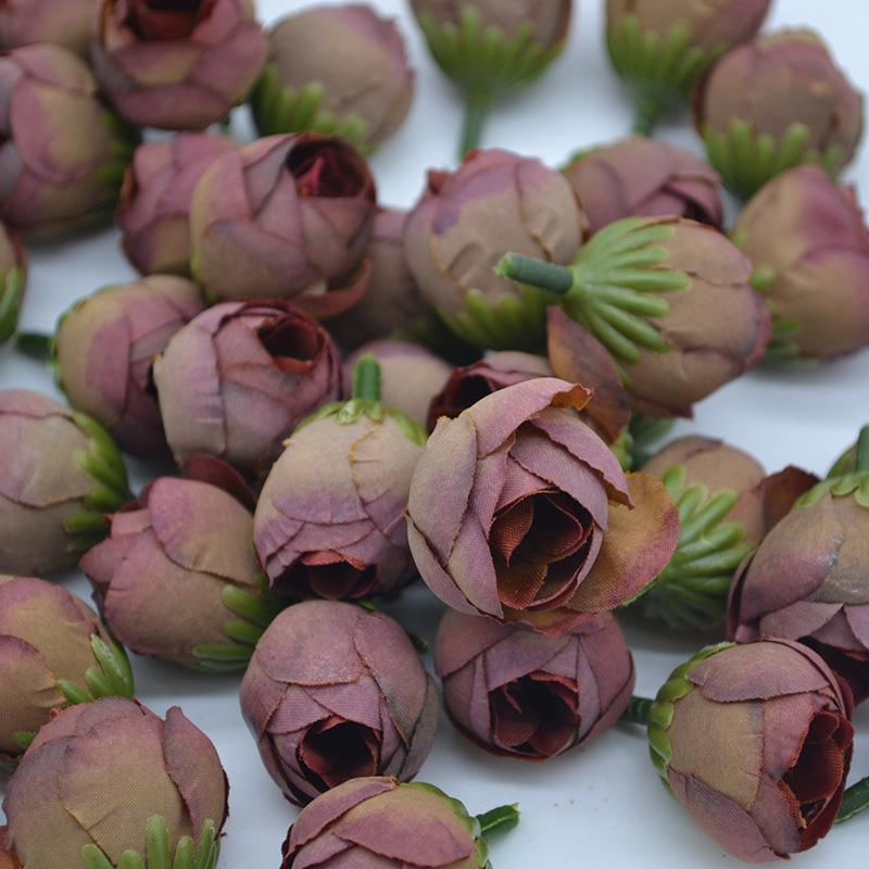 2020 2cm Artificial Rose Bud Small Silk Flower Tea Bud Head For Wedding