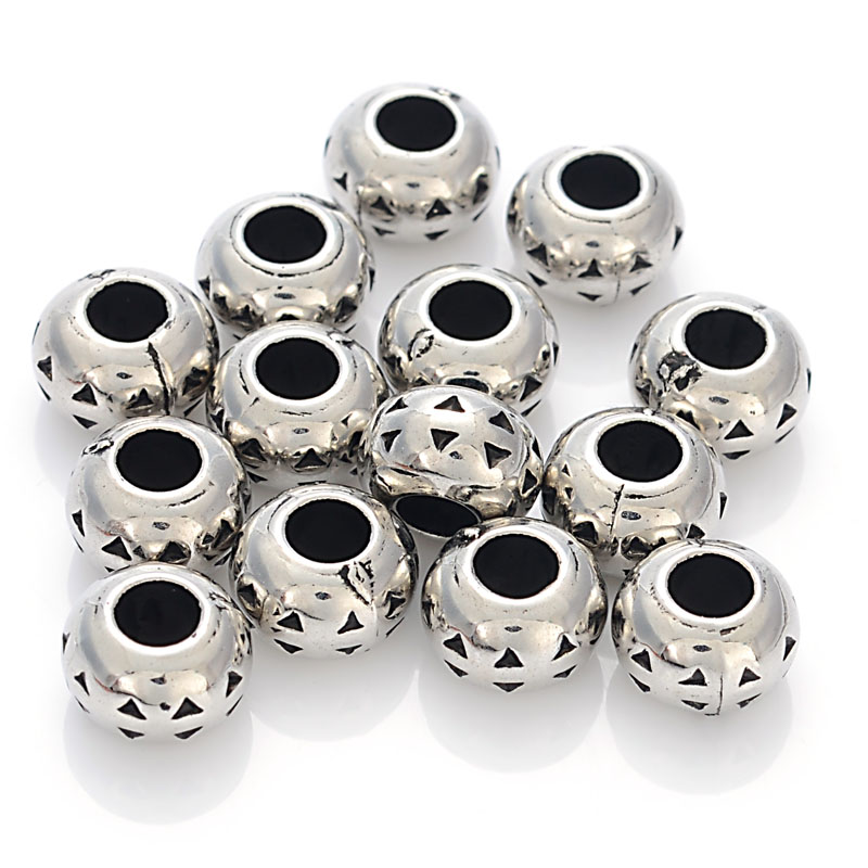 

300 Pcs 6x10MM Acrylic Antique Silver Plated CCB Large Hole Beads For Women Diy Charm Bracelet Bangle Jewelry Making Accessories