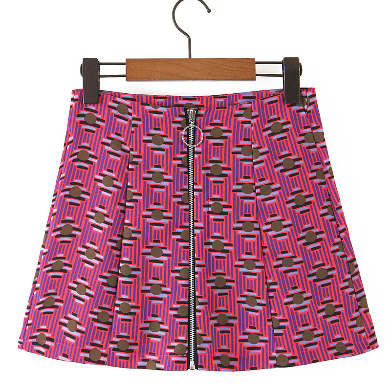 

AGong Summer Vintage Skirts Women Fashion Printed High Waisted Skirt Women Elegant Zipper A Line Mini Skirts Female Ladies EP, Xlsk5669