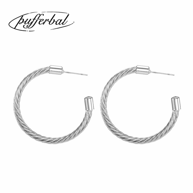 

Charm Creative European And American Personality Exaggerated Earrings Stainless Steel Gold Silver Color Fashion Earring ZK40
