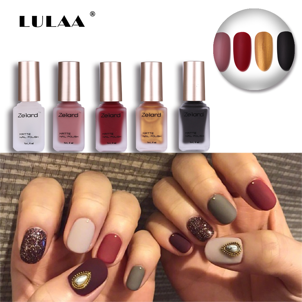 

2019 New Fashion satin matte bottle long-lasting varnish dull manicure quick-drying Matte Nail Polish 9 Piece SET 24 colors, Lulaams5se