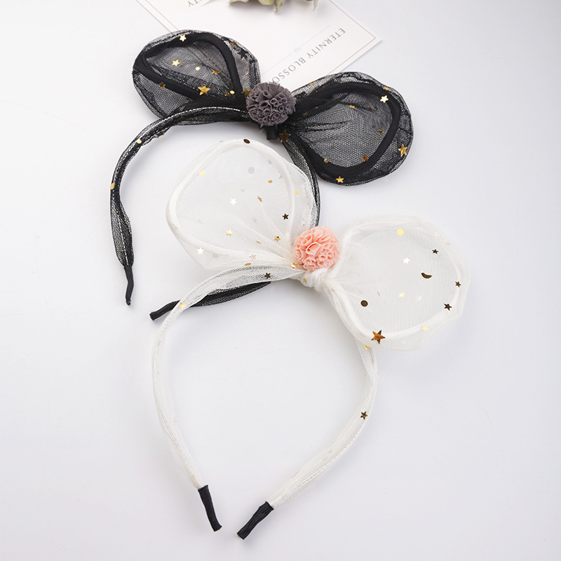 

Cute Children Big Ears Hairband Head Hoop Hair Clasp Bow Sequin Mesh Hairbands for Baby Girls Headwear Hair Accessory, Beige