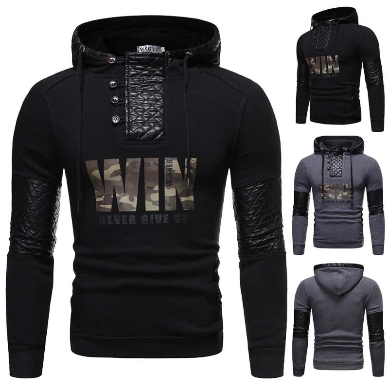 

Men Hoodies Casual Slim Fit Print Sweatshirt Men Fashion Clothing, Black