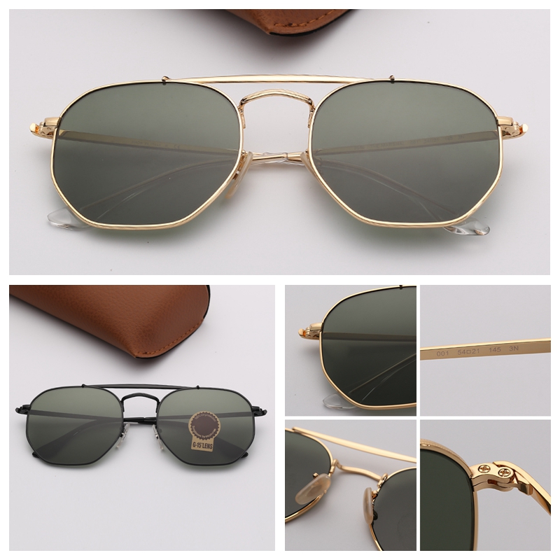 

Hexagonal Womens Sunglasses Double Bridge Shield Adumbral Mens Sun Glasses With Free Leather Case and retail package