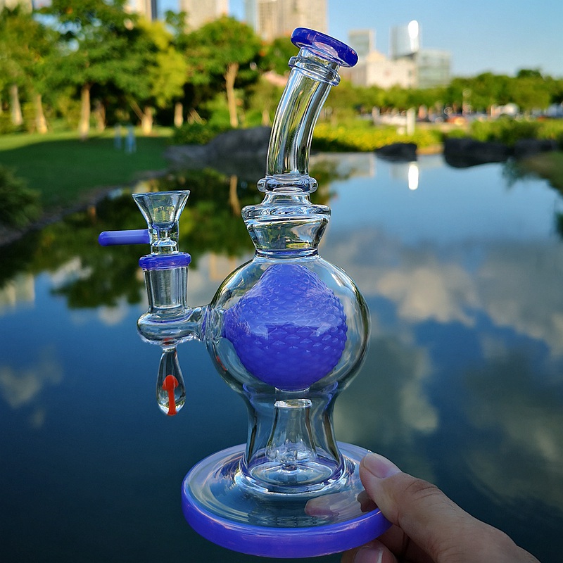 

Colorful Glass Beaker Bongs Showerhead Percolator Ball Hookahs 8 Inch Bent Type Oil Dab Rigs 14mm Female Joint Dabbing Rig Water Pipes With