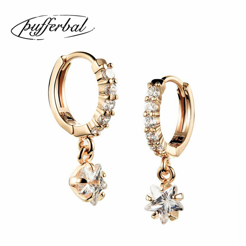 

Charm 2021 Trend Micro Inlaid Zircon Stars Gold Color Ladies Pendant Jewelry Valentines Day Gift Earrings ZK40