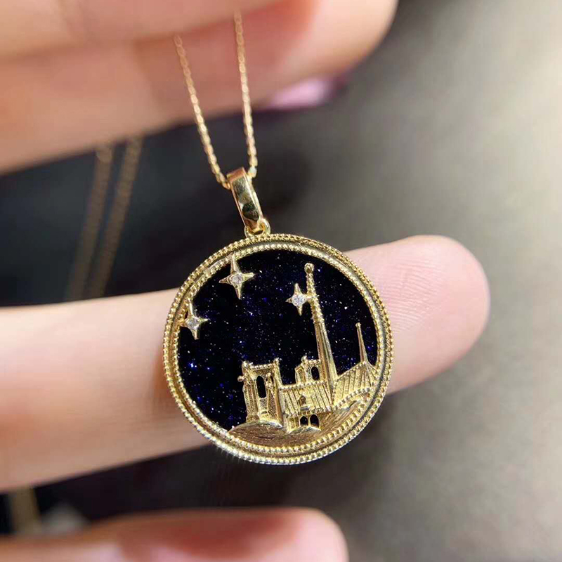 

Cute Women Necklace Fashion Starry Sky Castle Shape Pendant Necklaces For Women Fashion Jewelry Necklace Girl Gift