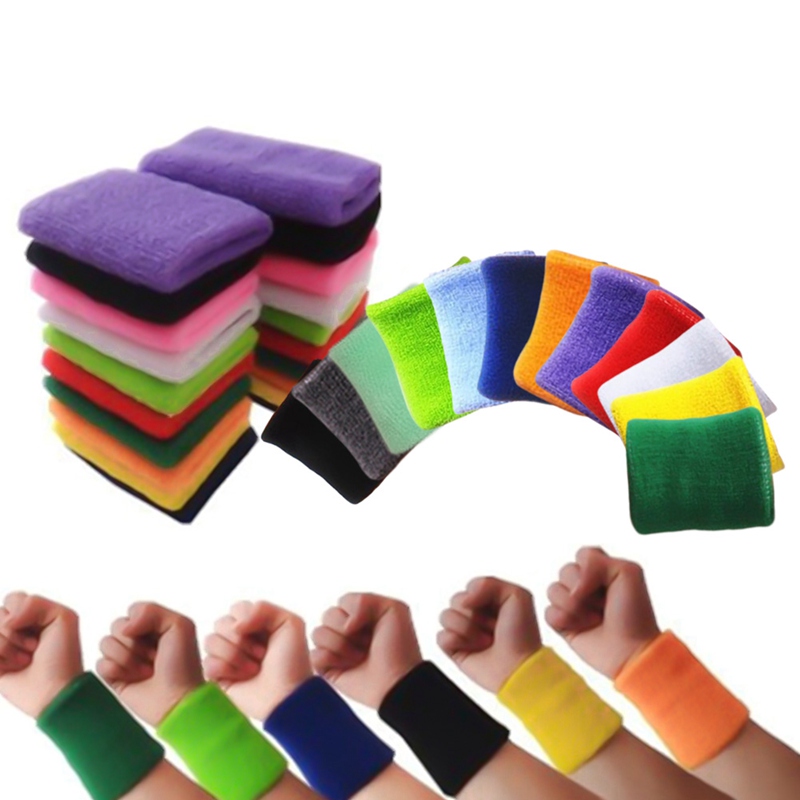 

Quality Cotton Wristbands Prevent Sweating Solid Color Wrist Band Bands Sweatbands Unisex Sweat Band for Sport Tennis, Black