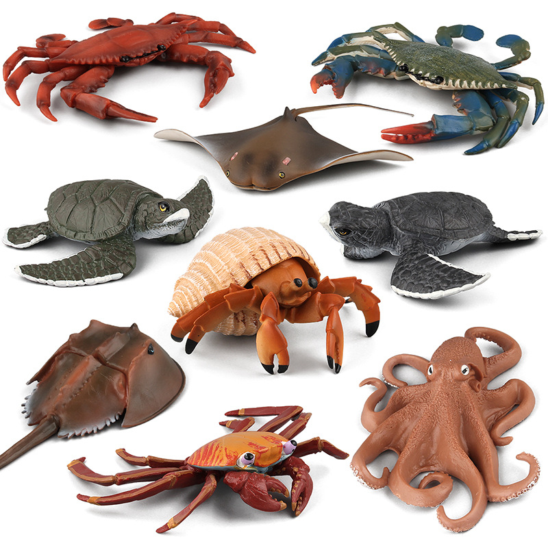 Simulation Marine Animals Model Toy Decorative Props Crab Octopus Ray Sea Turtle Marine Organisms Models Ornaments Decorations Kids Learning Educ-image-462228772