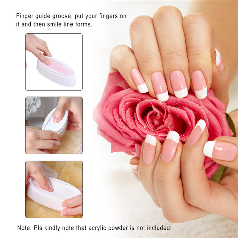 

French Smile Line Guide Nail Art Equipment Nail Dipping Powder Tray Manicure Holder With Lid Dip Powders Container Mold