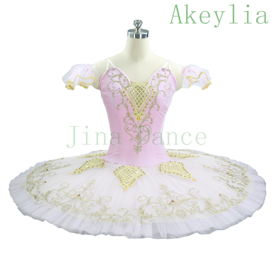 Adult Professional Ballet Tutu Pink Gold Women Nutcracker Fairy Doll Ballet Costumes Sleeping Beauty Pancake Tutu Ballet Dress Girls-image-424215020