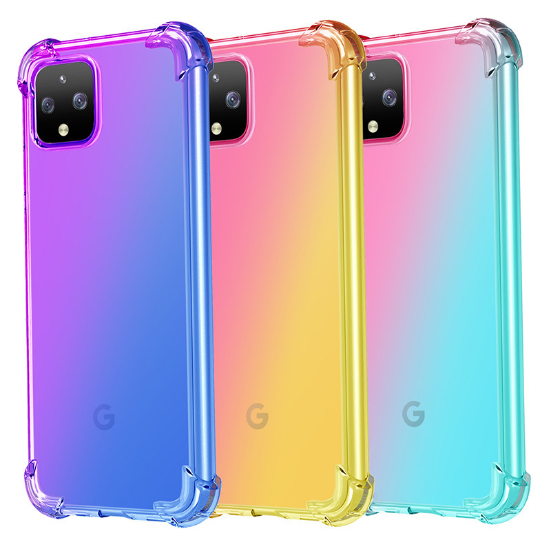 

Airbag Gradient Color Clear Cases For iPhone 11 Pro Max XR XS 5se 8 7Plus 6S For Samsung S10 S9 Note 9 10 google pixel 4 case cover etui tok, Pink+glod
