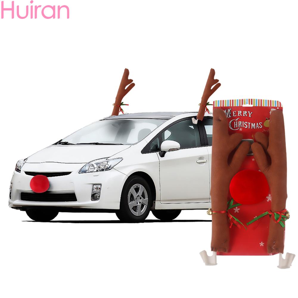 

HUIRAN Reindeer Antlers & Nose Car Christmas Ornament Xmas Gift Merry Christmas Decorection 2019 Accessories New Year