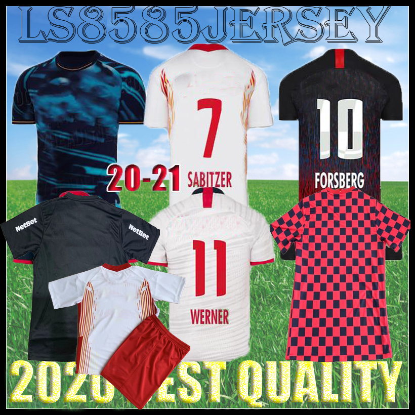 

20 21 RBL WERNER Home Soccer Jersey OLMO FORSBERG 2020 2021 RBL away Football Shirt NKUNKU SABITZER SCHICK Men uniform top best quality, Adult kit