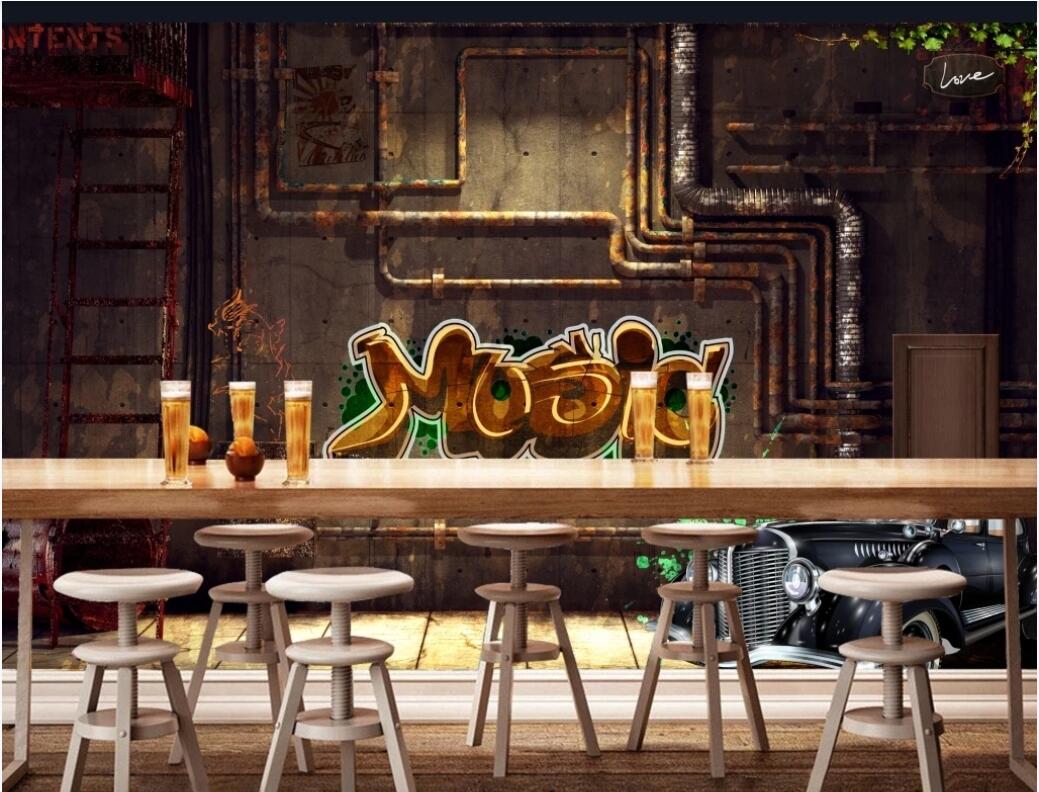 

3d landscapes wall custom murals Retro retro metal pipe TV sofa background wall wall art canvas pictures, Non-woven fabric