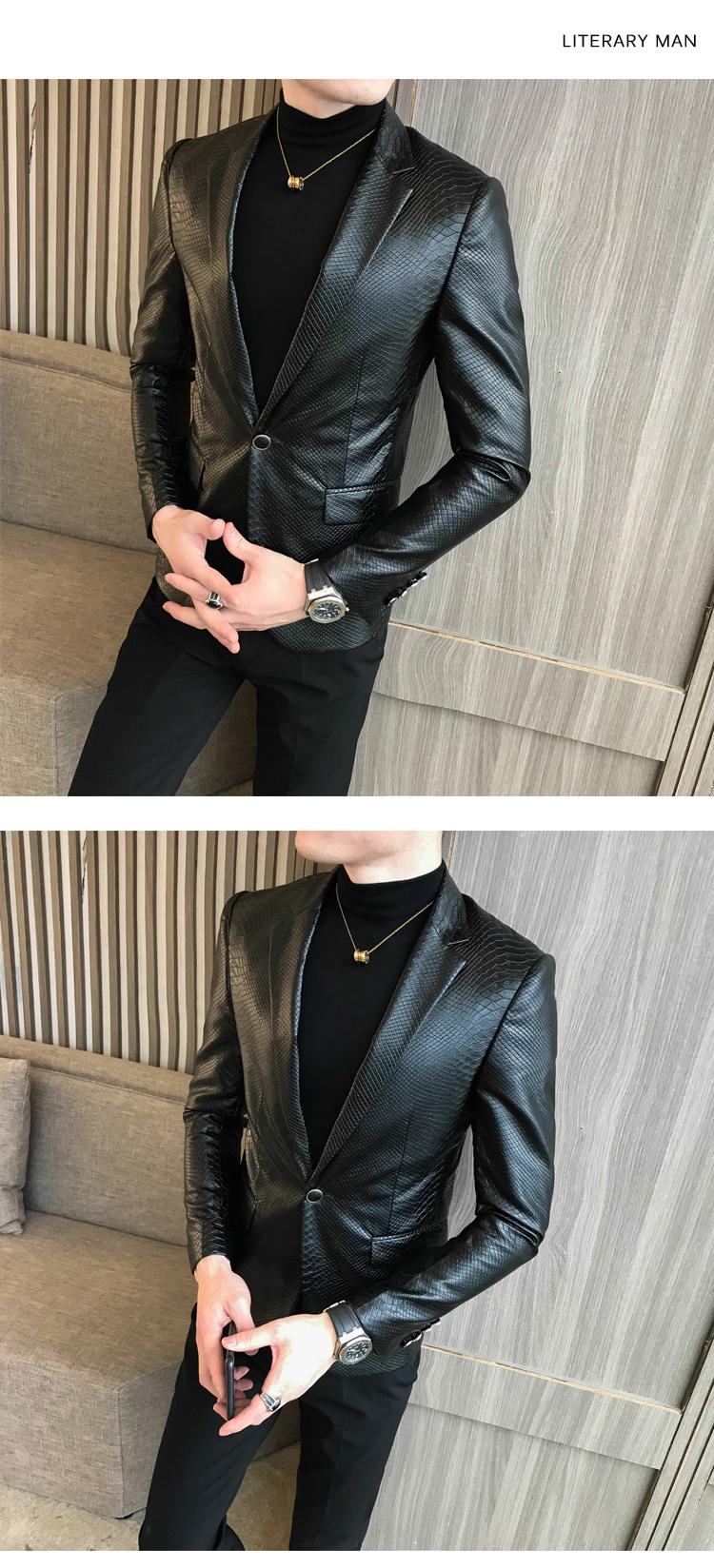 Men S Leather Suit Jackets Men Lapel Collar Coats Male Motorcycle