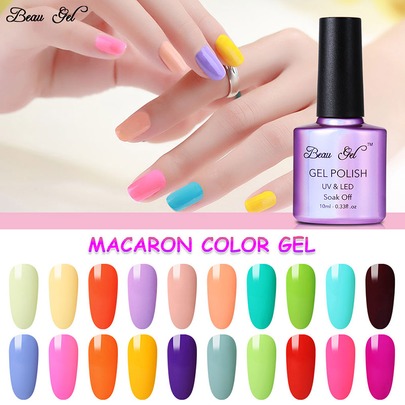 

Beau Gel 10ml Macaron Candy Color Gel Nail Polish Soak Off UV LED Lamp Polish Semi Permanant Enamel Hybrid Varnish Lacquer, Mkl4909