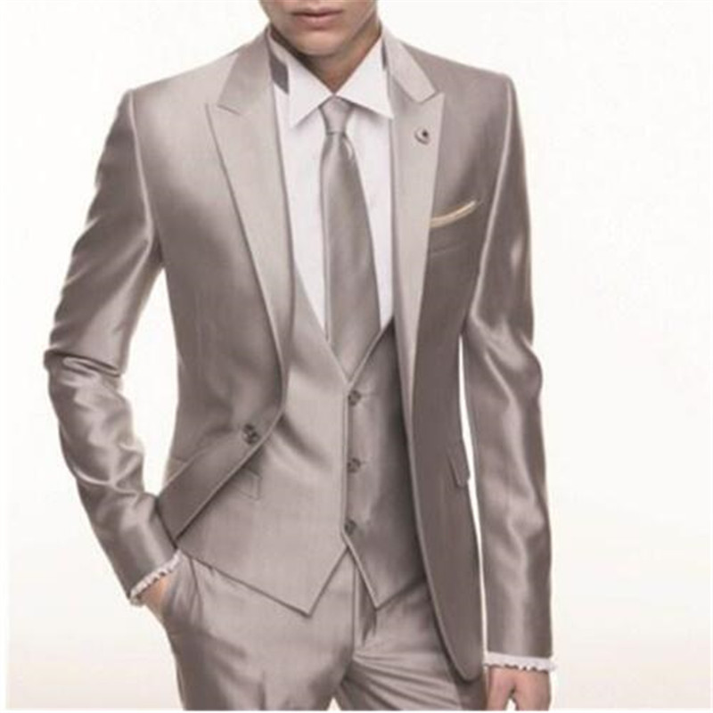 

Shiny Wedding Suit For Men 3 Piece(Jacket+Pant+Vest+Tie) Latest Design Groom Bridegroom Tuxedos Custom Made Fashion Blazer, As picture shows