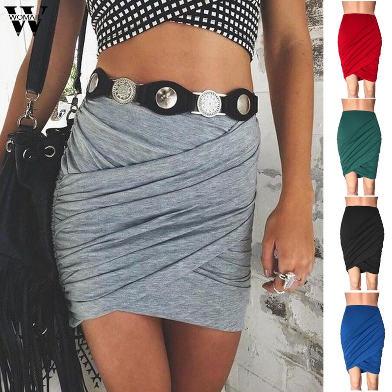 

Womail women skirt summer Sexy High Waist Bodycon Skirts elegant Pencil Mini Short skirts office Slim Casual club party holiday, Gy