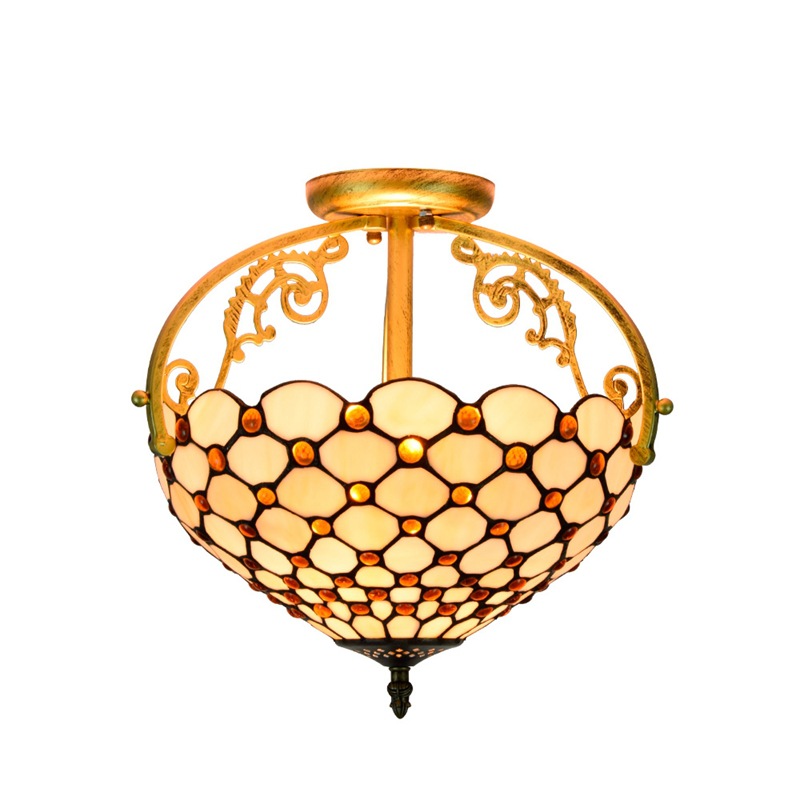

Minimalist white ceiling light 34CM in diameter hotel hall tiffany style stained glass ceiling lights TF095
