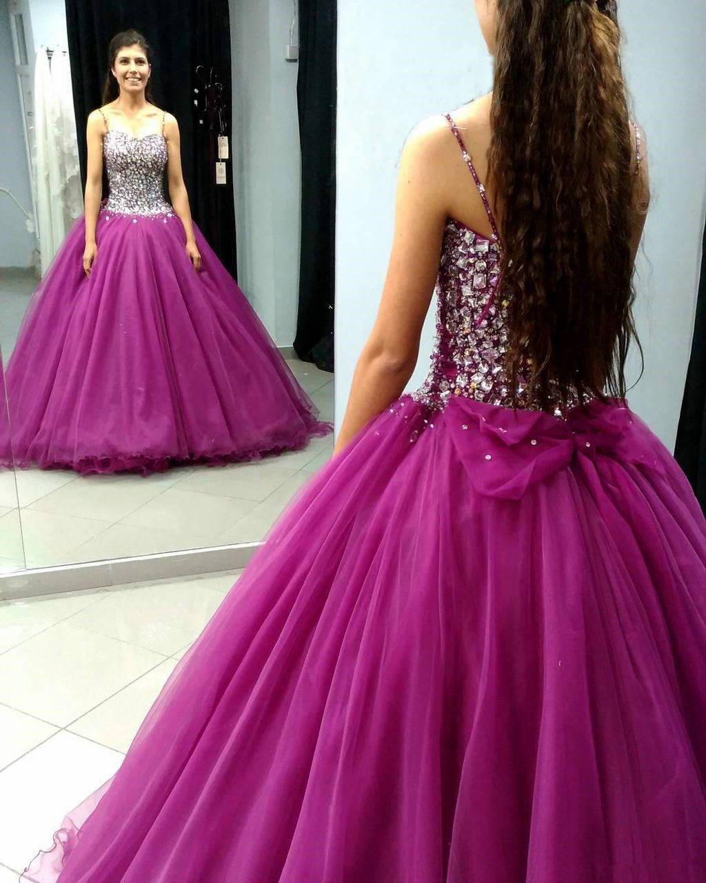 

Sweetheart Ball Gown Quinceanera Dresses Spaghetti Tulle Sweet 16 Prom Dresses Beaded Crystals Vestidos De 15 Anos Floor Length Z18, Light sky blue