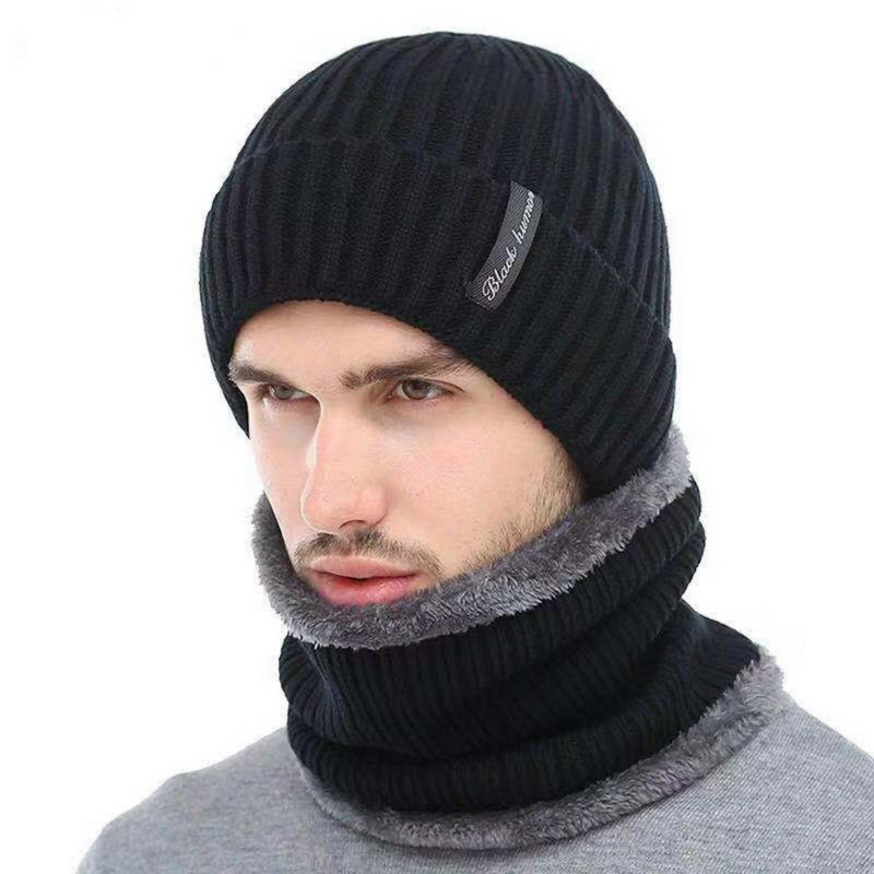 

Women Men Cashmere Thick Warm Winter Knitted Hat Scarf Headscarf Warmer Kit Set