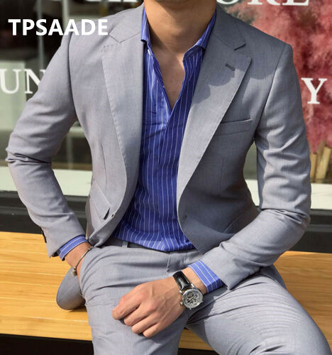 

Costume Homme Casual Grey Wedding Men's Suits Groom Latest Design Men's Blazer Masculino Slim Fit Dress 2 pieces Jacket Pant, Beige
