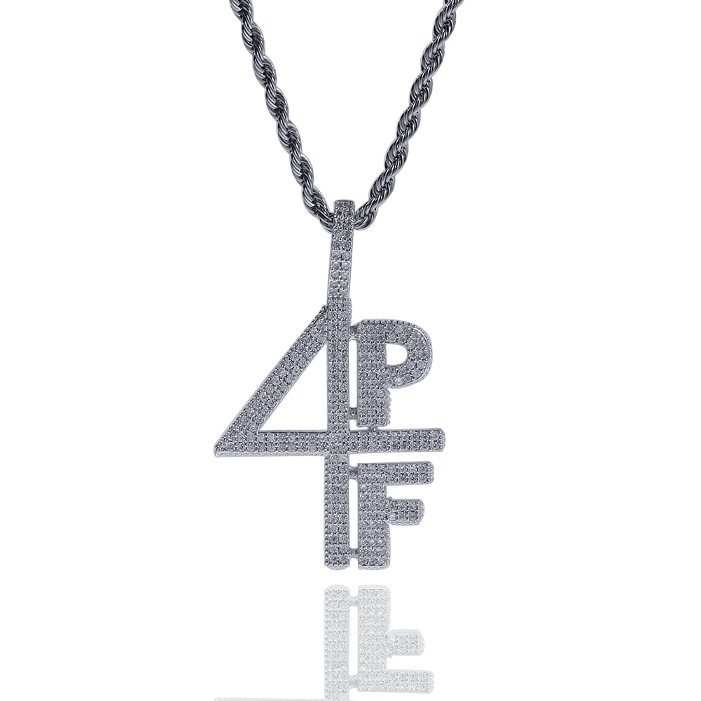 

Hip Hop Custom 4PF Necklace Hip Hop Full Iced Out Cubic Zirconia gold sliver CZ Stone Jewelry