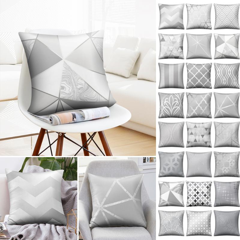 

Cushion Cover Silver Gray Striped Geometric Peach Skin Pillowcase Decorative Cushions For Home Bedroom Sofa Decor 45*45cm, G241527