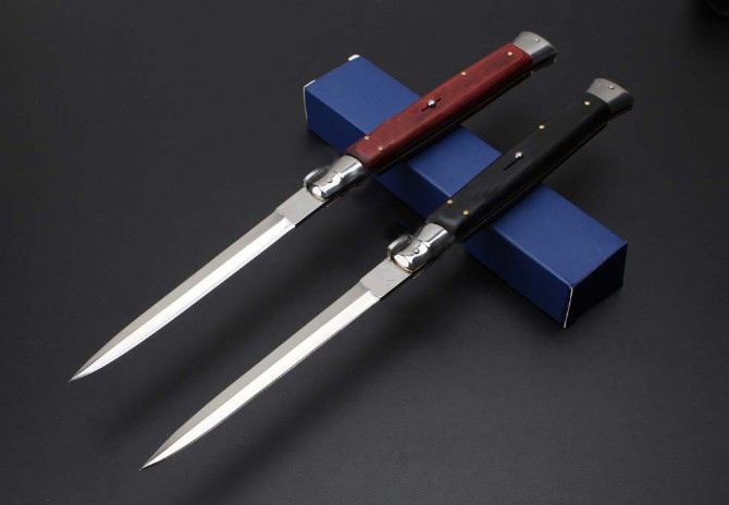 

Good quality 13 Inch Italian AB Mafia Stiletto Horizontal Tactical Folding Knife 440C Blade Camping Hunting Survival auto Knifes C81 EDC Too