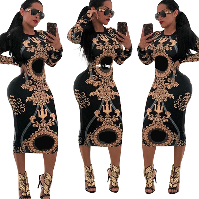 

Women Casual O-neck Print Long Sleeve Bodycon Party Long Dress Ladies Sexy Striped Clubwear Dresses, Black
