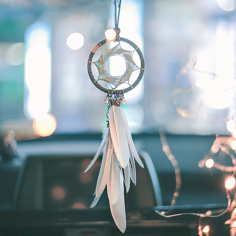 

Car Mini Dream Accessory Interior For Girls Feather Car Mirror Hanging Pendant In Auto Ethnic Home Decor Lucky Ornaments