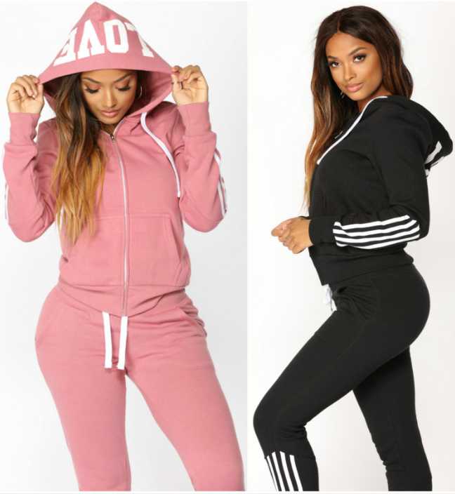 

2020 Women's Sportswear Hoodie And Sweatshirts Black White Autumn Winter Jogger Sporting Suit Women's Sweat Suits Tracksuits Set, Gray