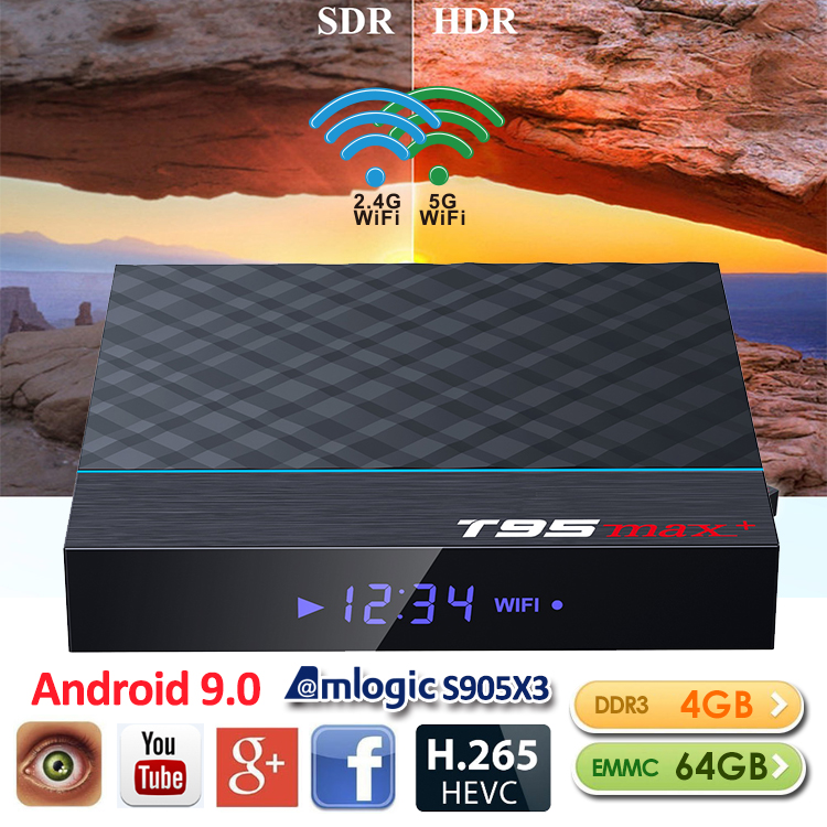 

T95 MAX + Amlogic S905X3 Android 9.0 OTT TV Box 4GB 64GB Dual-band WiFi 2.4G + 5G BT4.0 X96 Air H96 MAX