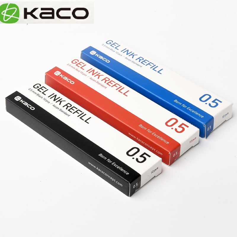 

10pcs Blue/Black/Red/colorful ink For Pen KACO 0.5mm Signing PEN for School Office Smooth Writing Durable Signing Refill