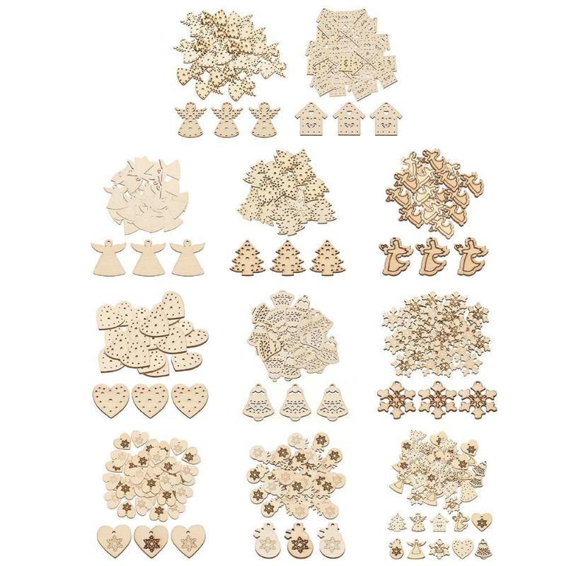 

50pcs 3cm Wood Christmas Decorations DIY Xmas Tree Hanging Ornaments Pendant Home Wedding Decor Navidad Hanging Decoration
