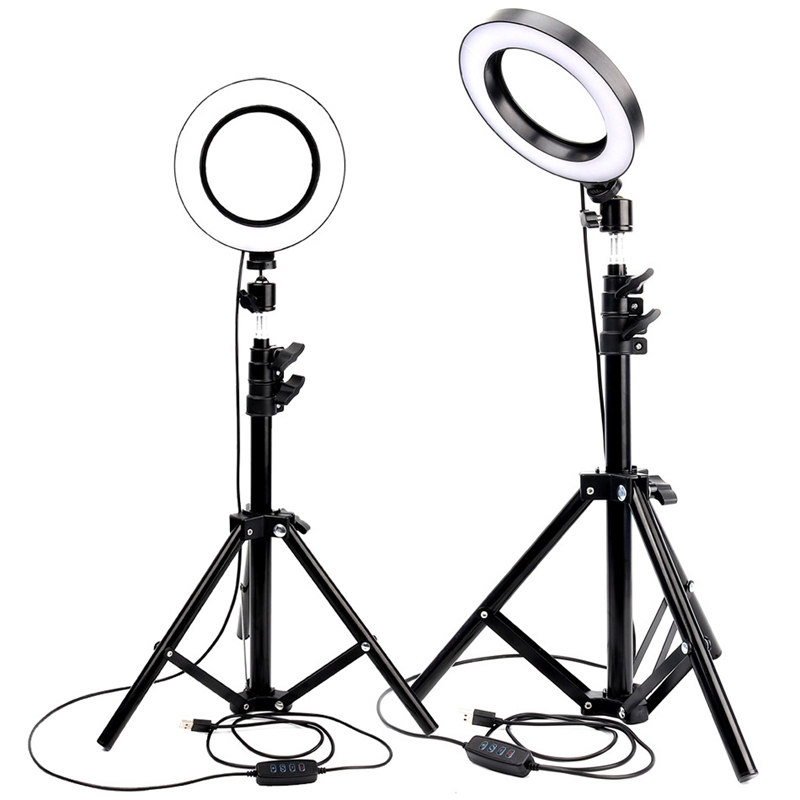 

LED Ring Light Youtube Live Streaming Makeup Fill light Selfie Ring Lamp Photographic Lighting with Tripod Phone Holder USB Plug