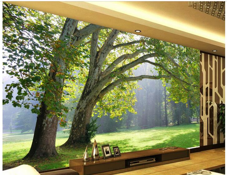 

WDBH 3d wallpaper custom photo Fresh natural scenery woods big trees forest view room home decor 3d wall murals wallpaper for walls 3 d, Non-woven