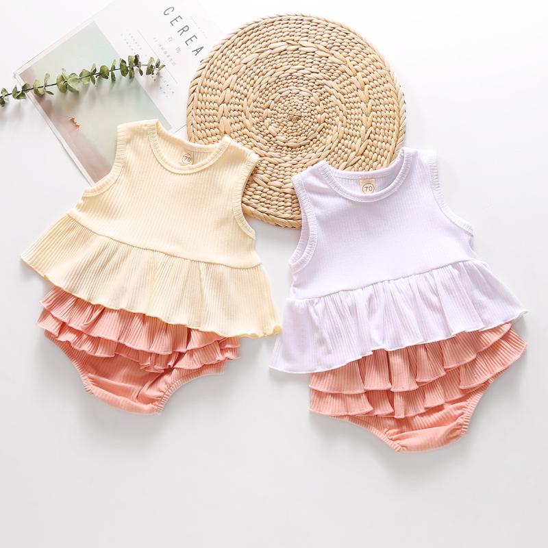 

2Pcs Cute Cotton Toddler Baby Girls Summer Outfits Suit Solid Sleevelss Tops+Pleated Shorts Infant Kids Girls Clothes Set, Beige