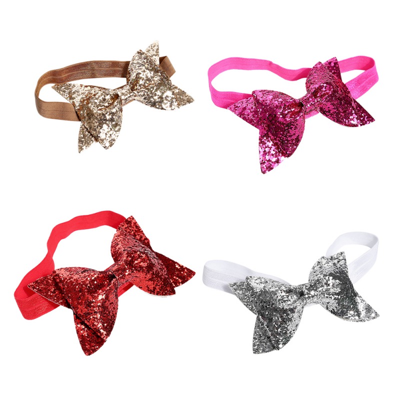 

1pc Children's Hair Fashion Accessories Girls Sequined Hair Band Baby Cute Bow Princess Headband Headdress, Red