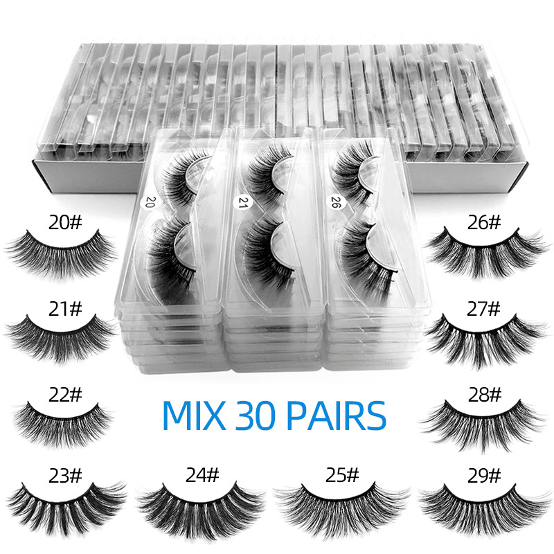 

Wholesale 10 styles #20-29 Eyelashes 3d Mink Lashes Natural Mink fake Eyelashes Makeup False lashes 30 pairs