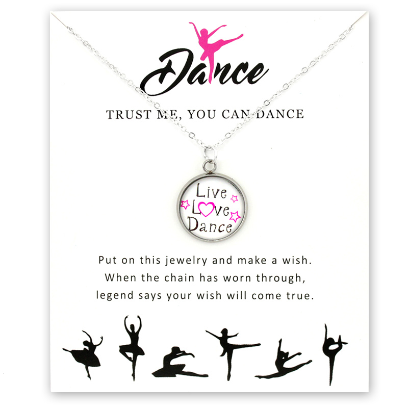 

Fashion Girls Dance Necklace Ballet Dancer Dancing Gymnastics Pendants Necklaces 18mm Glass Cabochon Women Jewelry Love Live Gift