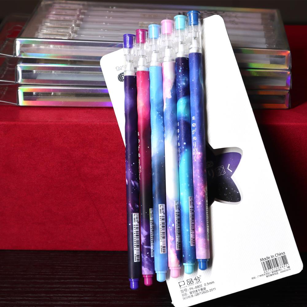 

6Pcs 0.5mm Gel Pen Kawaii Galaxies Style Black Gel ink Pens for School Student Office Writing Stationery Supplies