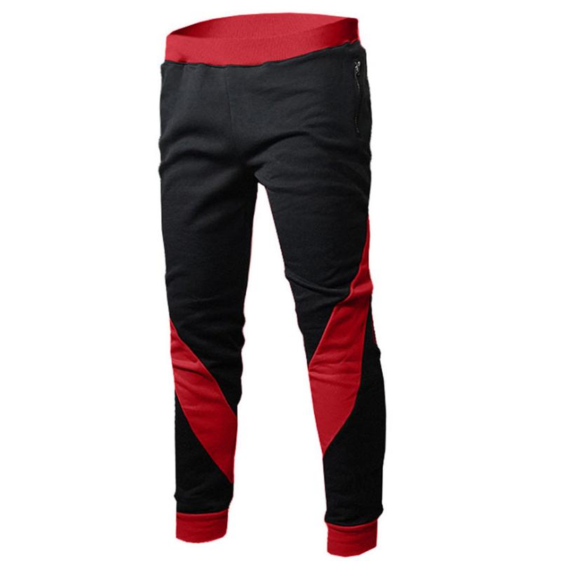 

2020 Sports Elastic Waist Pants Mens Fashion Trousers Elastic Sport Color Matching Small Feet Casual Pants Trousers Men, Black