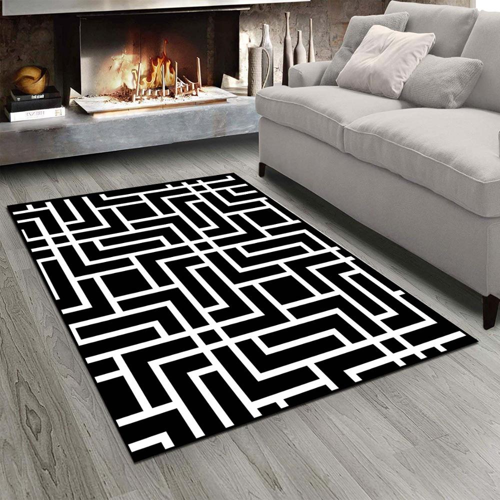 

Else Black White Mixed Lines Stripes Nordec 3d Print Non Slip Microfiber Living Room Modern Carpet Washable Area Rug Mat, As pic