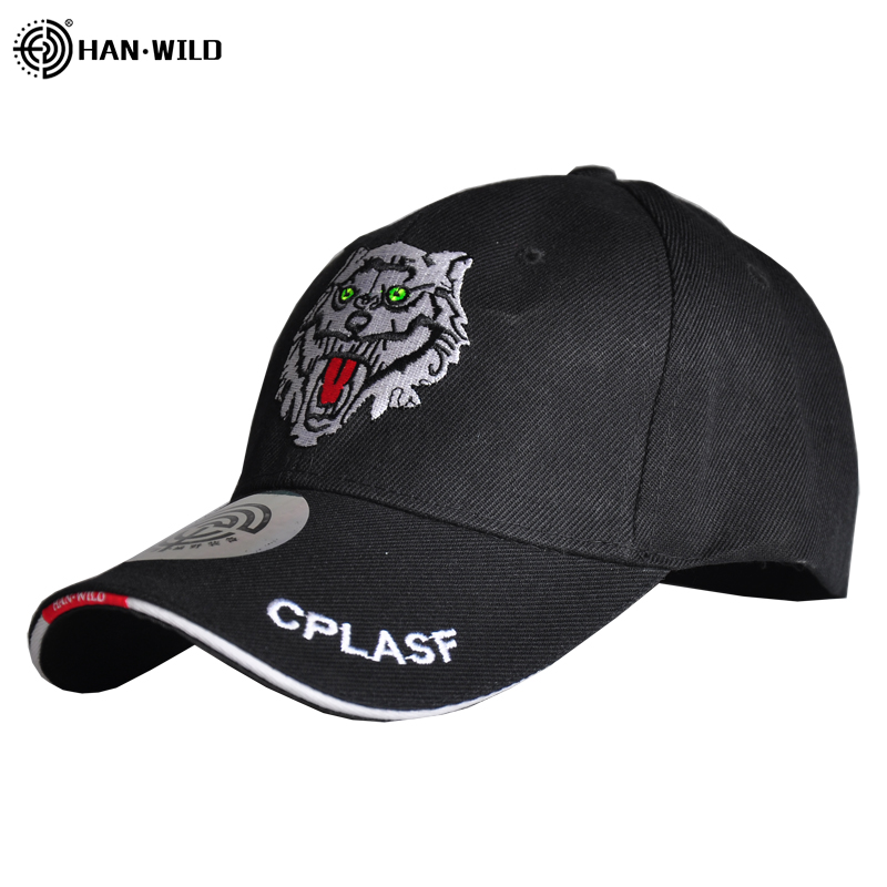 

HAN WILD Tactical Cap Baseball Cap New Arrive Wolf Embroidered Hiking Caps Outdoor Snapback Hat Adjustable Hats For Adluts, Black