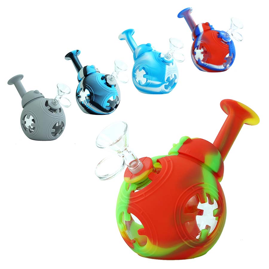 

4.1"Silicone smoking pipes food grade hookah Herb Cigarette Pipe with glass bongs Smoking Accessories dab rig bongs