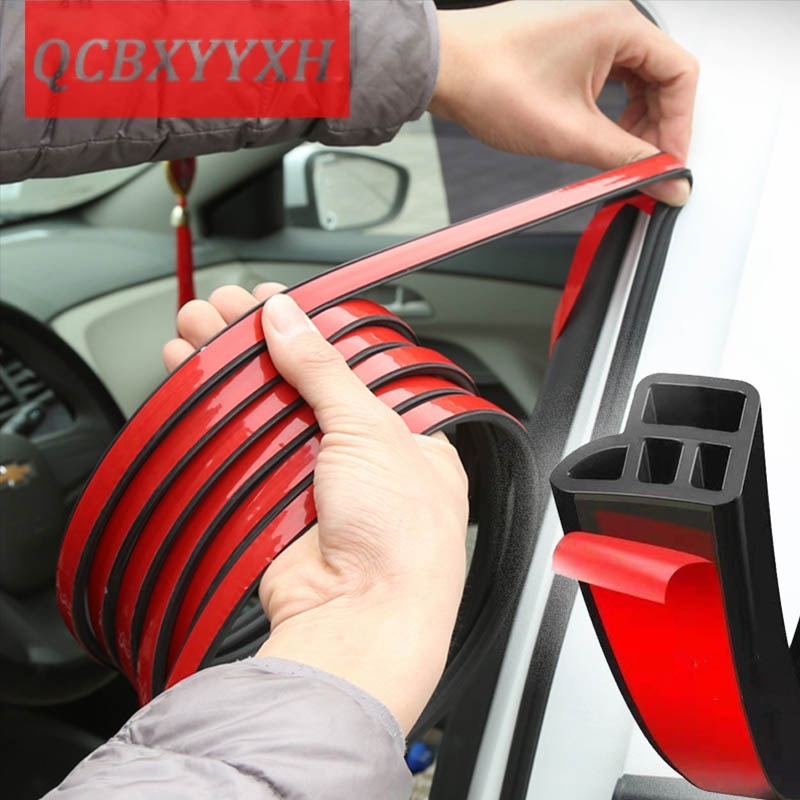 

Car Door Rubber Seal Strips Auto Double Layer Sealing Stickers For Door Trunk Sound Insulation Weatherstrip Interior Accessories, Black