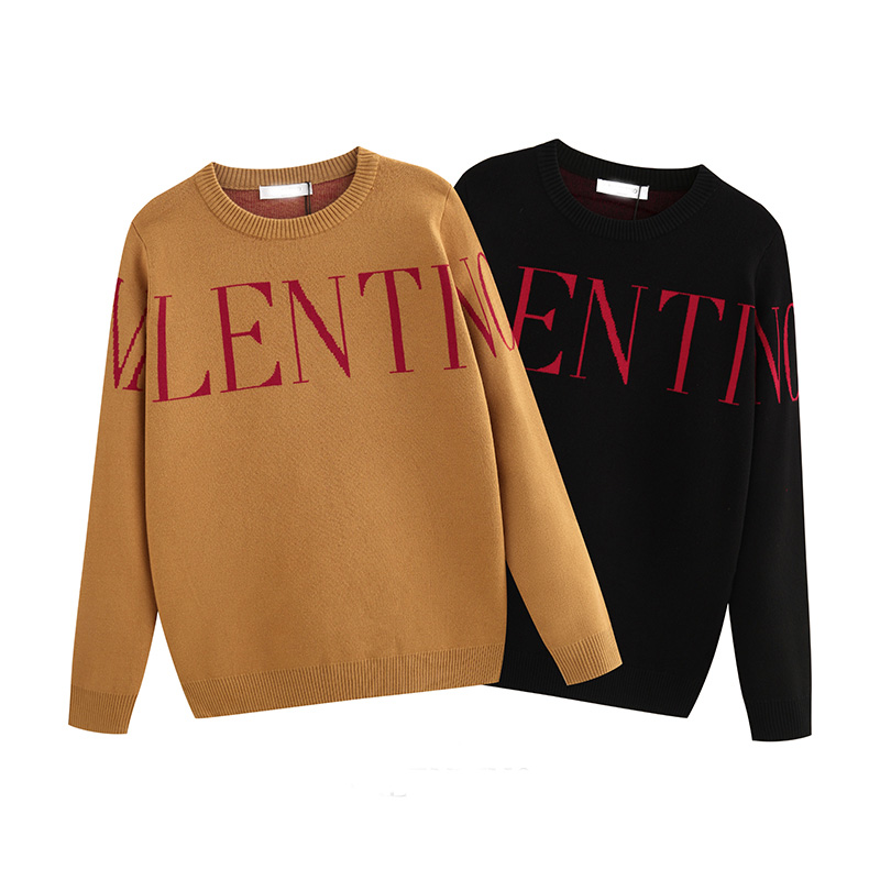 

Top wool pullover winter warm knit sweater pullover jacquard knit letter embroidery shirt shirt coat, Black