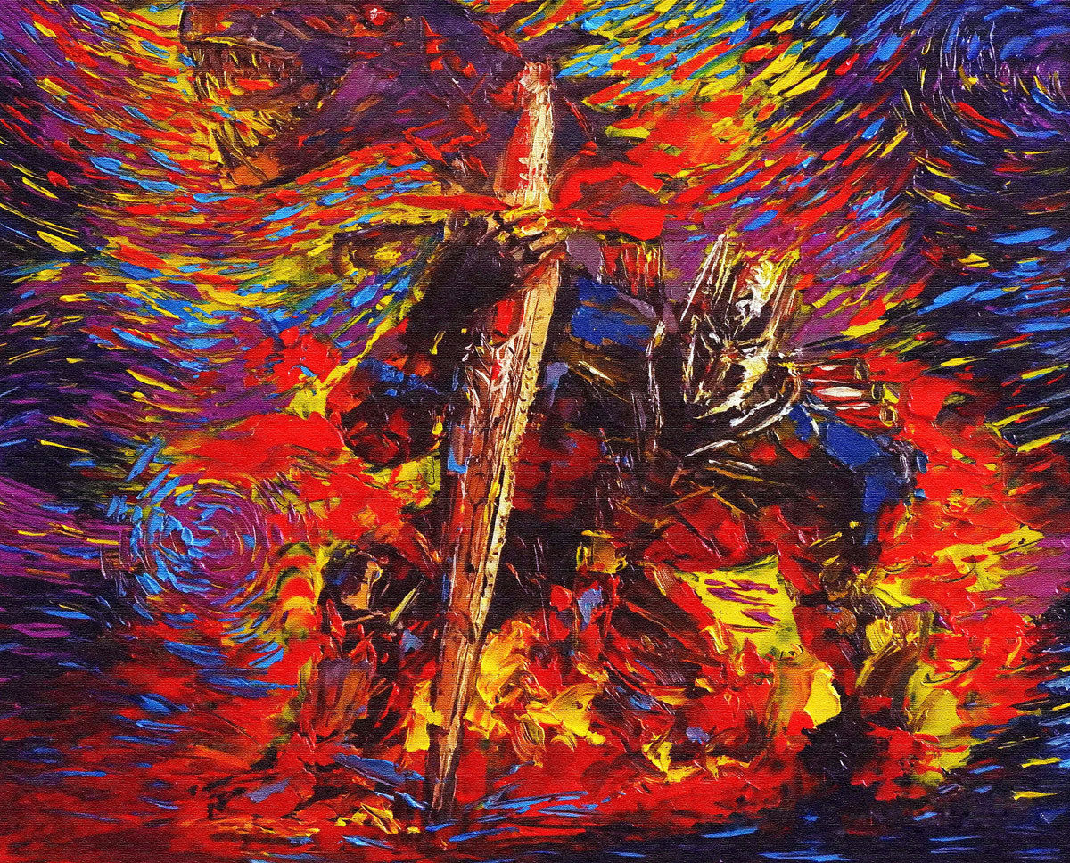 Palette Knife Hand Painted Mondern Wall Art Oil Painting Abstract on Canvas for Wall Decor Transformers Optimus Home High Quality No Framed-image-452968722